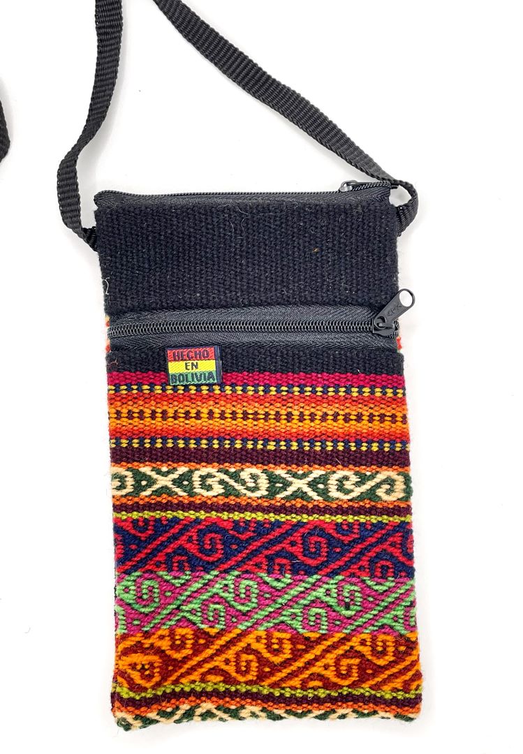 Bolivian Cellphone Crossbody Bag/Case - Rainbow Black