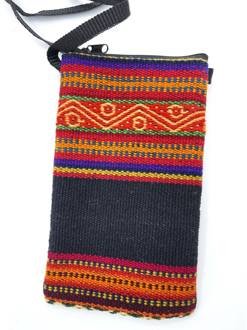 Bolivian Cellphone Crossbody Bag/Case - Rainbow Black