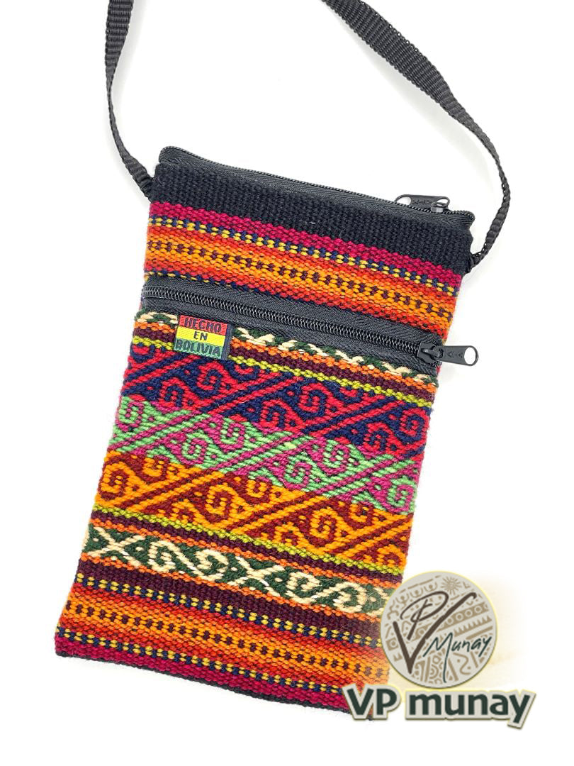 Bolivian Cellphone Crossbody Bag/Case - Rainbow Black
