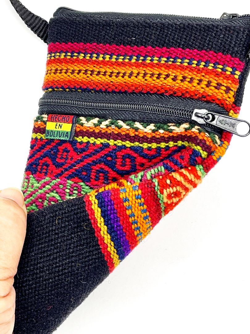 Bolivian Cellphone Crossbody Bag/Case - Rainbow Black
