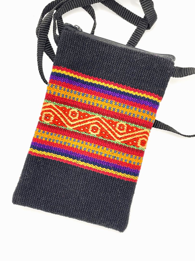 Bolivian Cellphone Crossbody Bag/Case - Rainbow Black