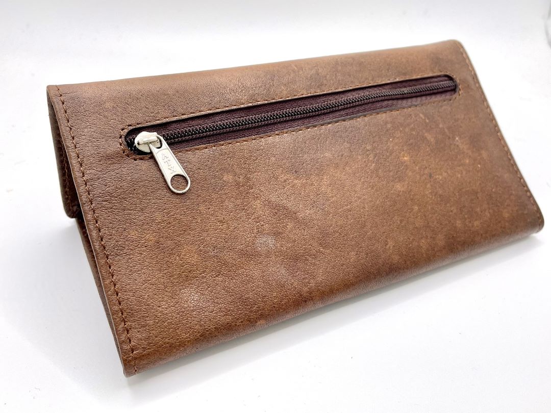 Genuine Brown Leather Wallet Aguayo ( Peruvian fabric)