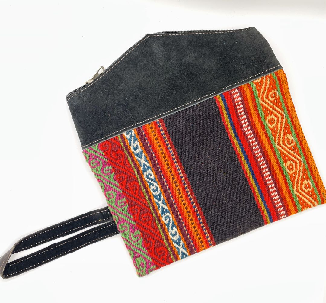 Aguayo and Suede Clutch, Bolivia - Black