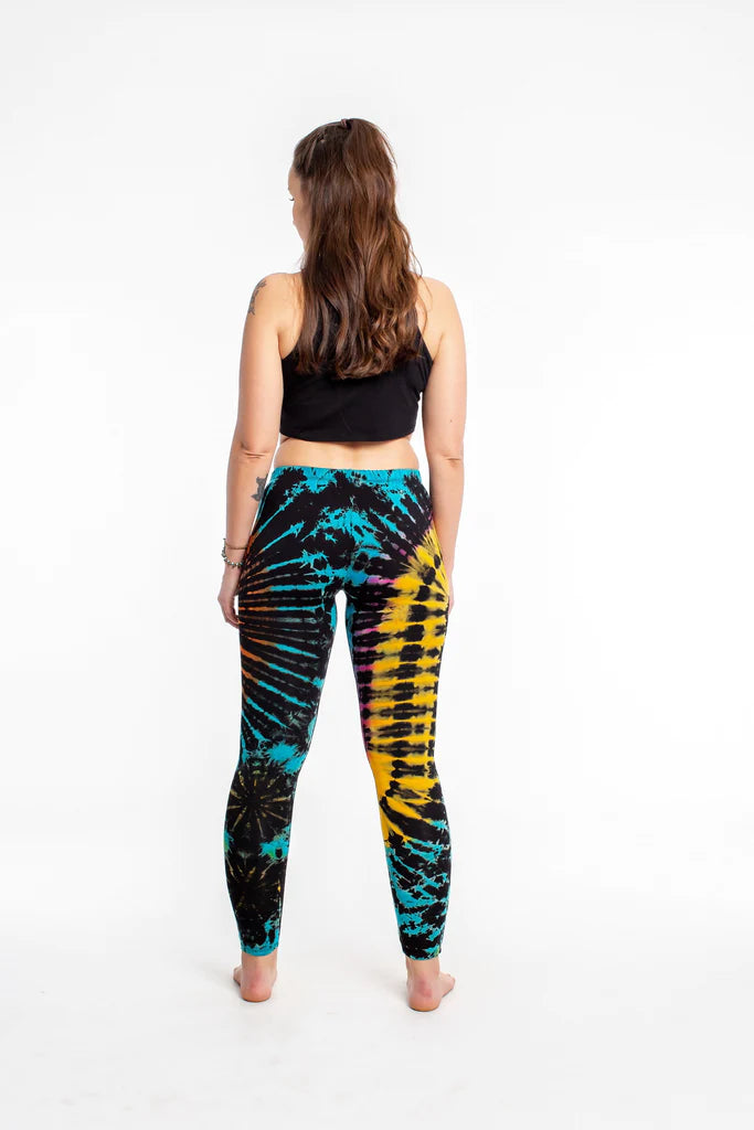 Women's Tie Dye Yoga Leggings - Festival Black, Thailand