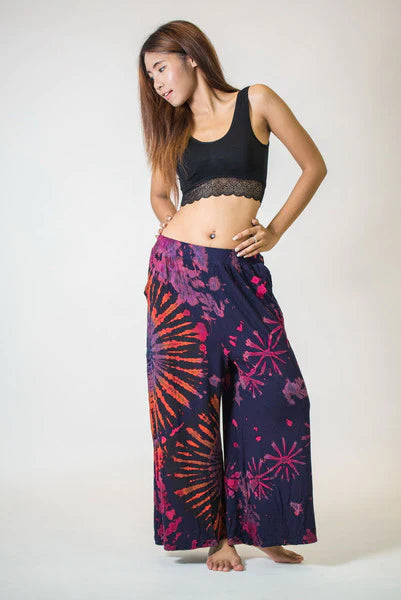 Women's Tie Dye Cotton Wide Leg Palazzo Harem Pants, Thailand