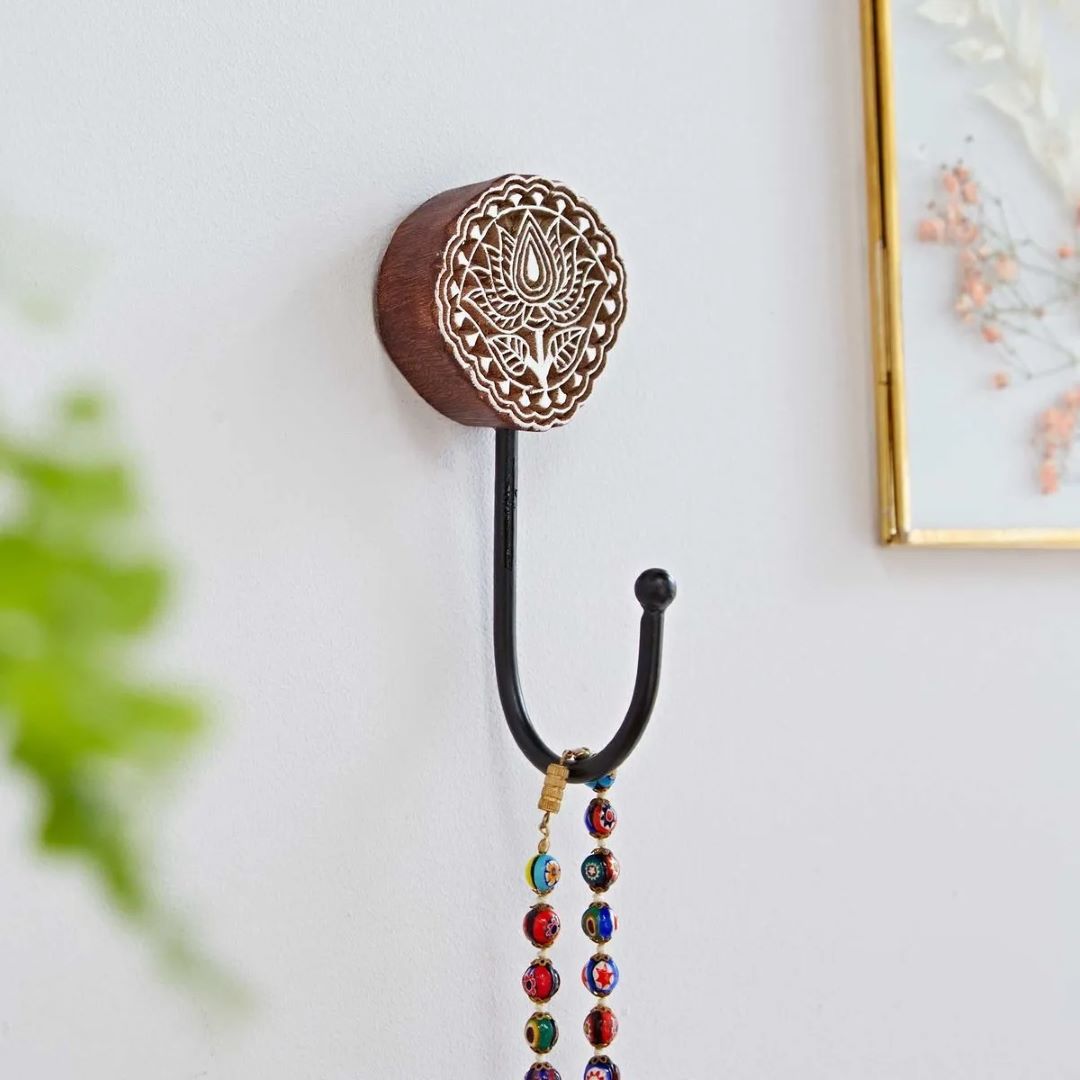 Carved Wooden Wall Hook, India