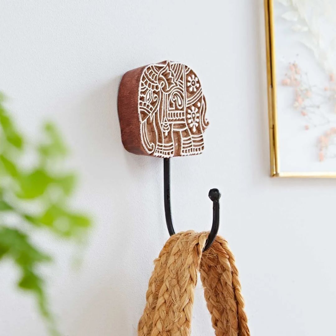 Carved Wooden Wall Hook, India