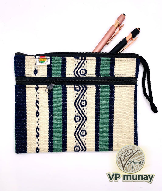 Clutch Aguayo Bag - Black / Teal, Bolivia