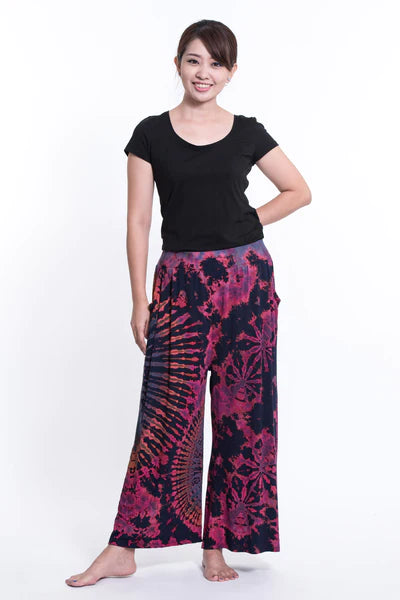 Women's Tie Dye Cotton Wide Leg Palazzo Harem Pants, Thailand