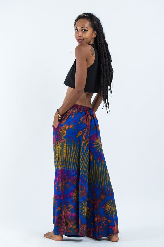 Women's Tie Dye Cotton Wide Leg Palazzo Harem Pants, Thailand