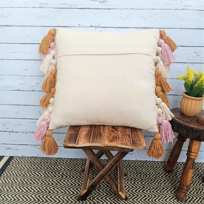 Hand Tufted Tassels Boho - Rainbow - Pillow Cover, India