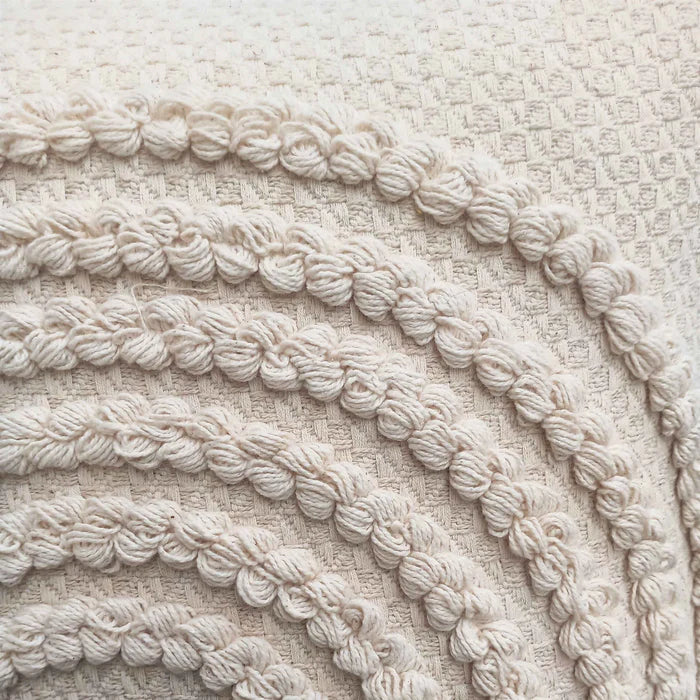 Hand Tufted Fringes Boho - Ivory - Pillow Cover, India