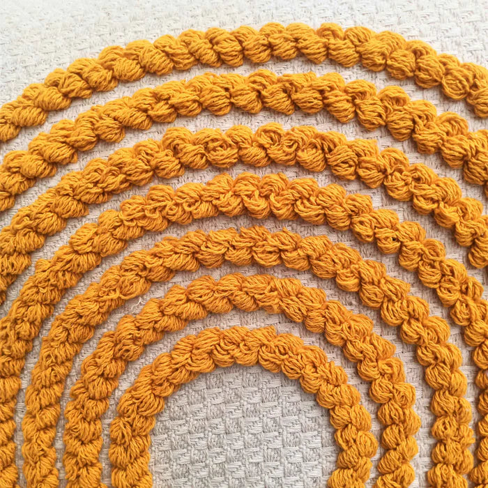 Hand Tufted Fringes Boho Stripe - Ivory and Mustard - Pillow Cover, India