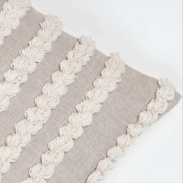 Hand Tufted Texture Boho - Beige and Ivory - Pillow Cover, India