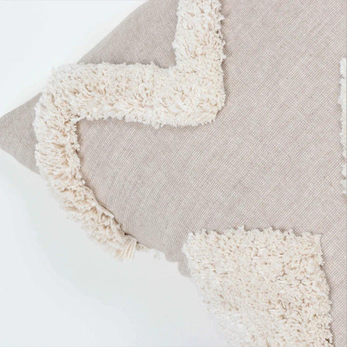 Hand Tufted Texture Boho - Beige and Ivory - Pillow Cover, India