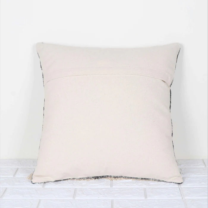Hand Tufted Texture Boho - Black And Ivory - Pillow Cover, India