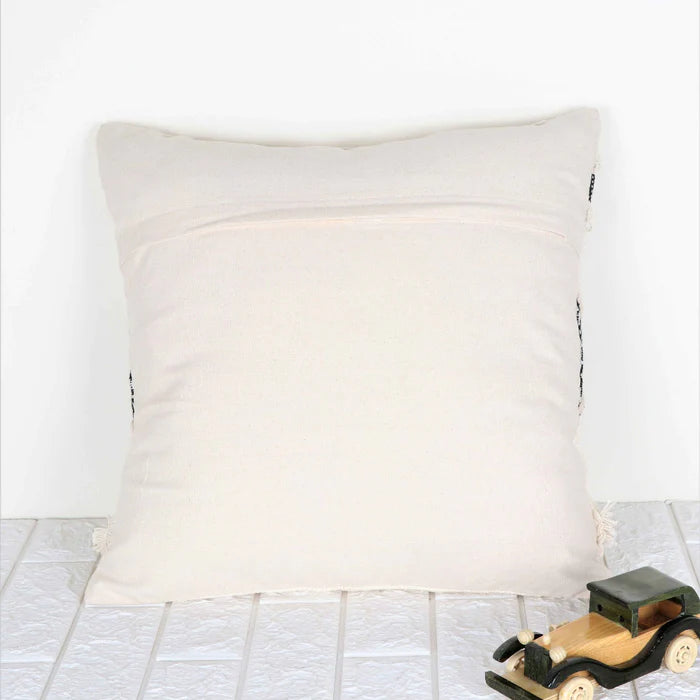 Hand Tufted Boho - Ivory and Black - Pillow Cover, India