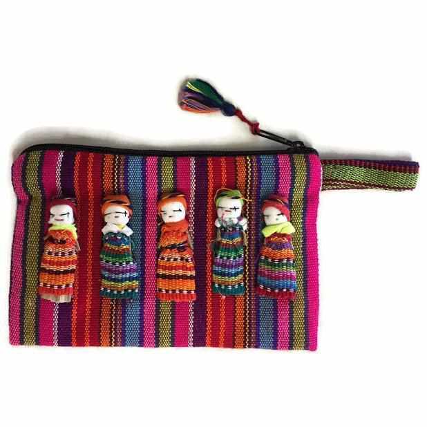 Woven Worry Doll Multicolor Pouch, Guatemala